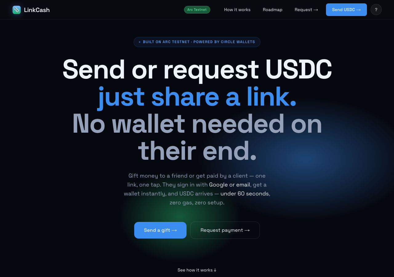 linkcash.app in the browser during the run